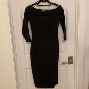 Rachel Roy boatneck midi mesh panel dress